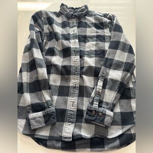 L.L. Bean Black and Gray Checkered Flannel Shirt
